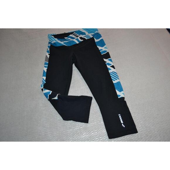 27366 Brooks Running Gym Pants Workout Capris Black Size Small Womens - Picture 1 of 6